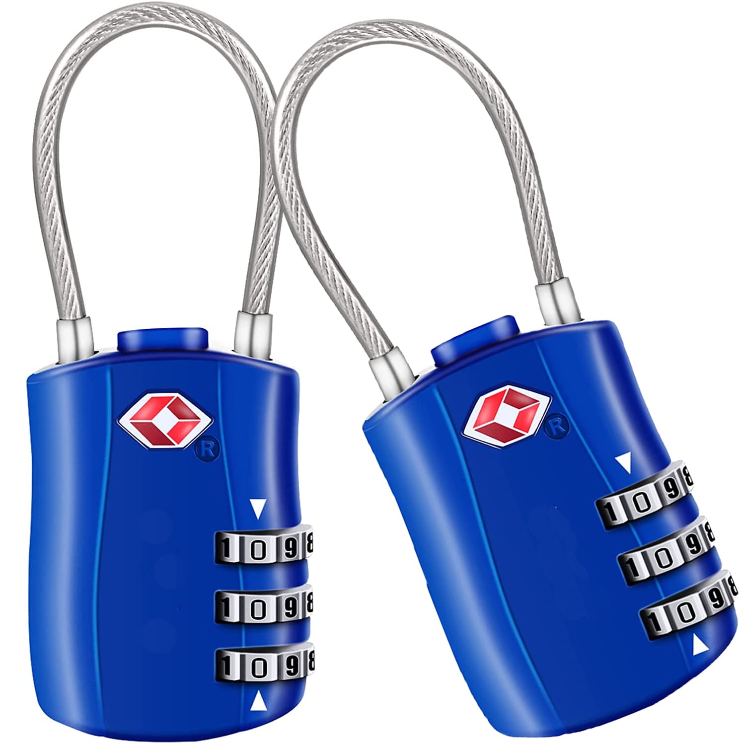 T TerselyT Tersely TSA Approved Luggage Combination Locks, T Tersely (2 Pack) Combination Padlock with Alloy Body TSA Lock for Travel Bag, Suit Case, Lockers, Gym, Bike Locks or Other (Blue)