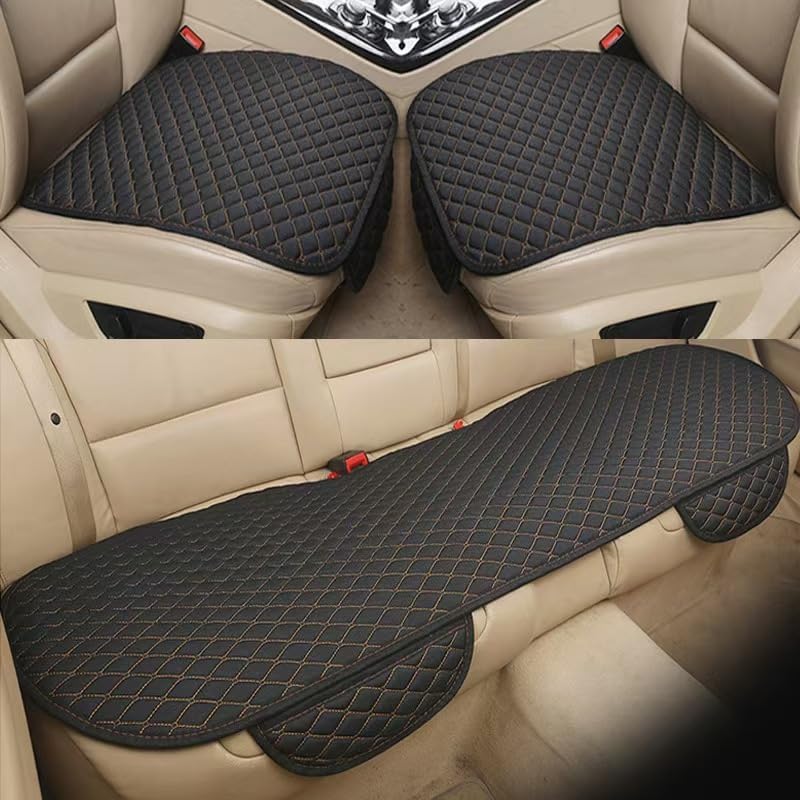 Car Seat Covers For Renault Duster 2010-2017, Linen Cushions Anti-Slip Breathable Front And Rear Seat Protective Pads Anti-Scratch Pads,C/Black-Gold