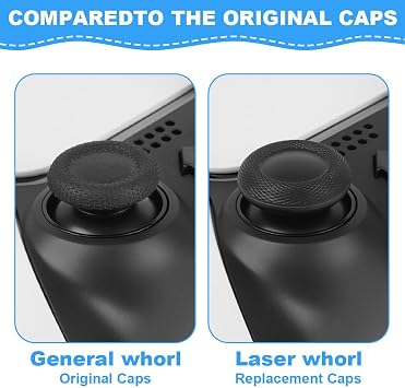 Thumb Grip Joystick Caps for PS5/PS4 Controller, 10PCS Wear-Resistant Analog Stick Replacement Caps, Non-Slip Laser Textured Grip Design, Black