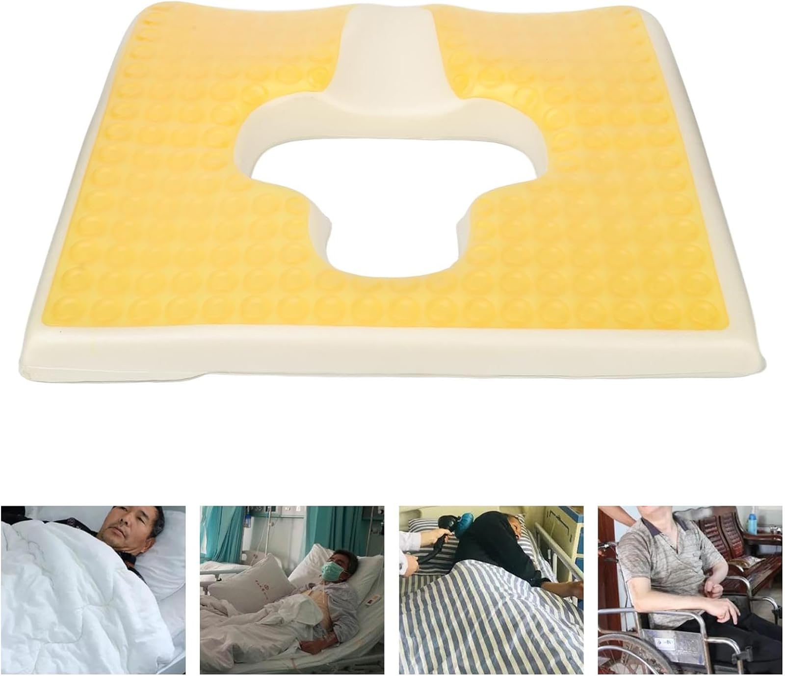 Cojín Antiescaras, Cojines para El Trasero, Almohada para El Coxis con Apertura En Forma De T, para Personas Mayores, Postrados En Cama, Discapacitados, Amarillo