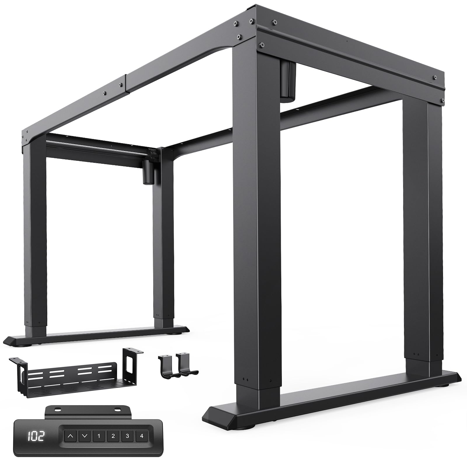 HUANUO Dual Motor Höhenverstellbarer Schreibtisch Gestell,4 Beine Höhenverstellbarer Schreibtisch für Haus & Büro, Tischbeine Höhenverstellbar mit Heavy Duty Stahl, Memory Controller, nur Gestell
