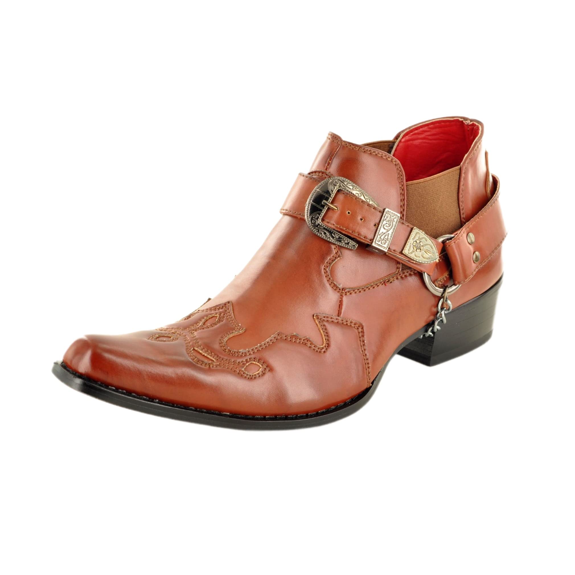 My Perfect PairMens Western Cowboy Ankle Boots with Harness