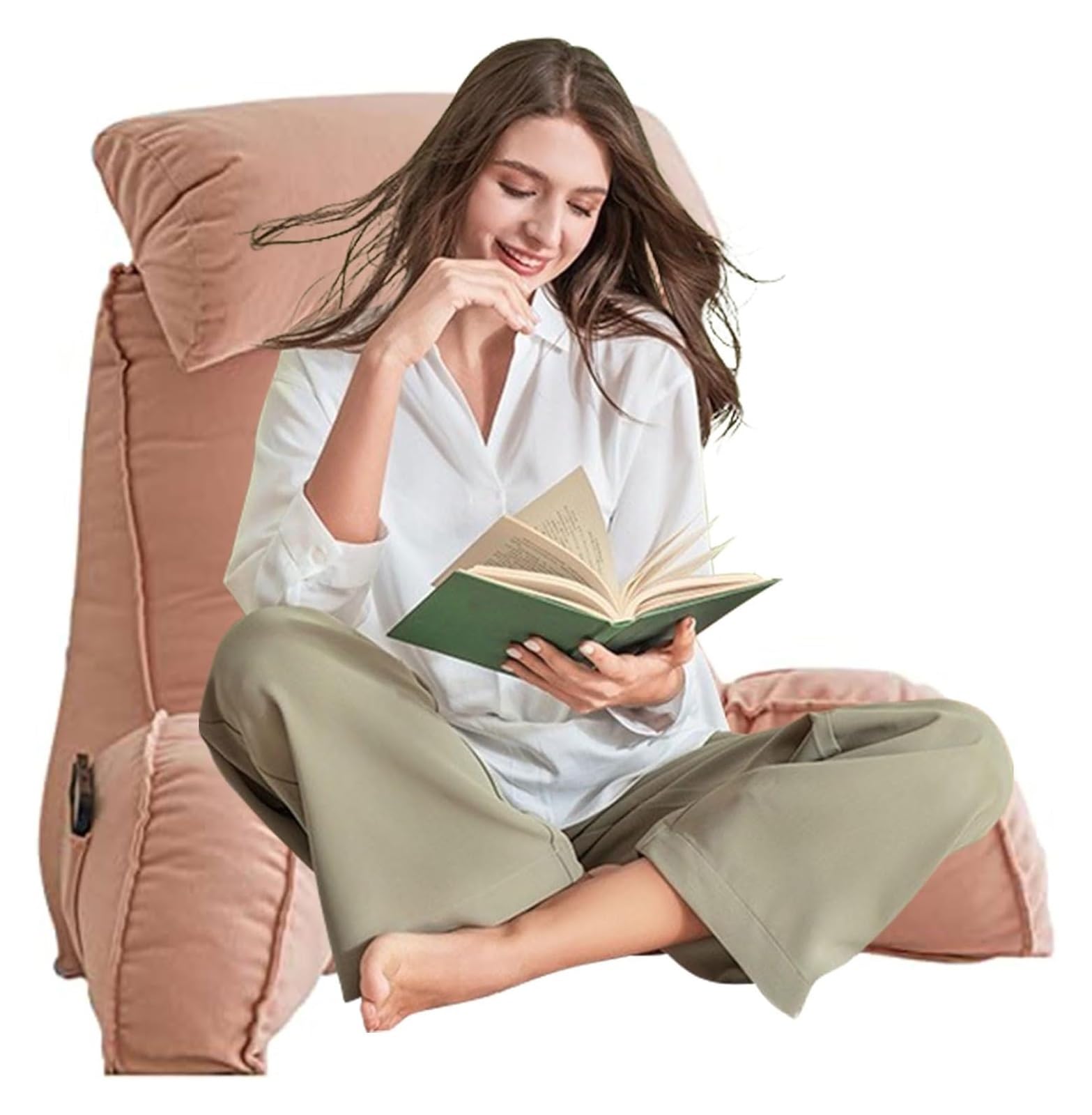 Iulgfsc Light Pink Reading Pillow， Soft Cozy Large Adult Backrest Lounge Cushion
