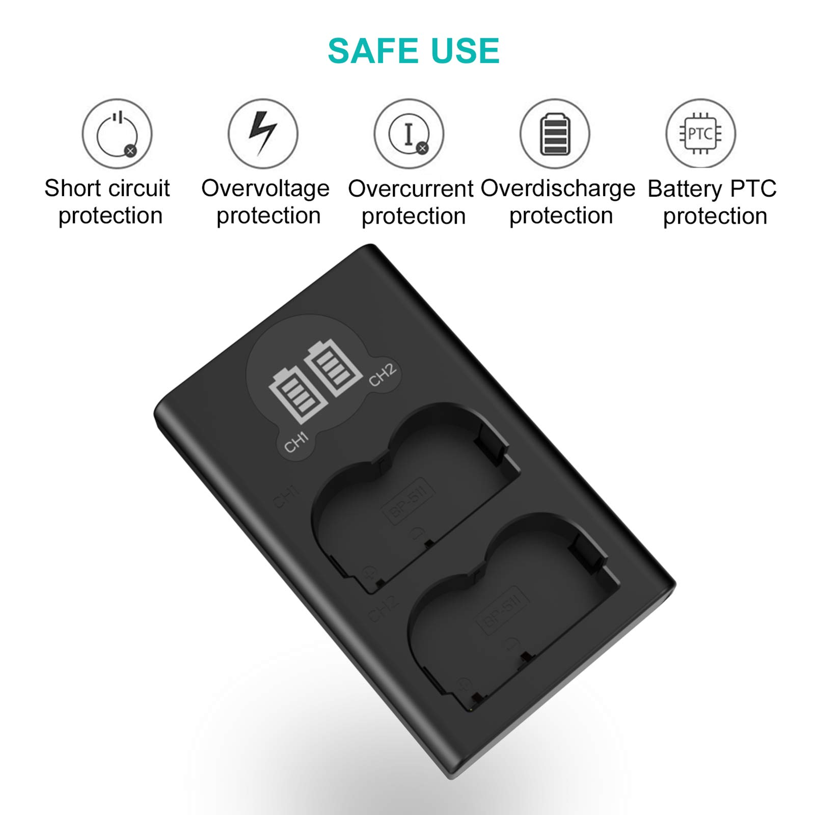 Newmowa Double USB Chargeur pour Canon BP-511 BP-511A Canon EOS 5D 10D