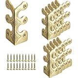24 pcs Solid Brass Baseboard Corner Protectors, Skirting Board Corner Protectors, Vintage Metal Corner Protector Table Corner Edge Cover Safety Bracket with Screws (Golden)