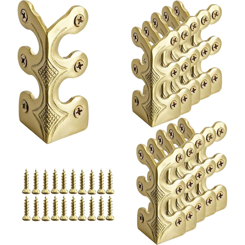 24 pcs Solid Brass Baseboard Corner Protectors, Skirting Board Corner Protectors, Vintage Metal Corner Protector Table Corner Edge Cover Safety