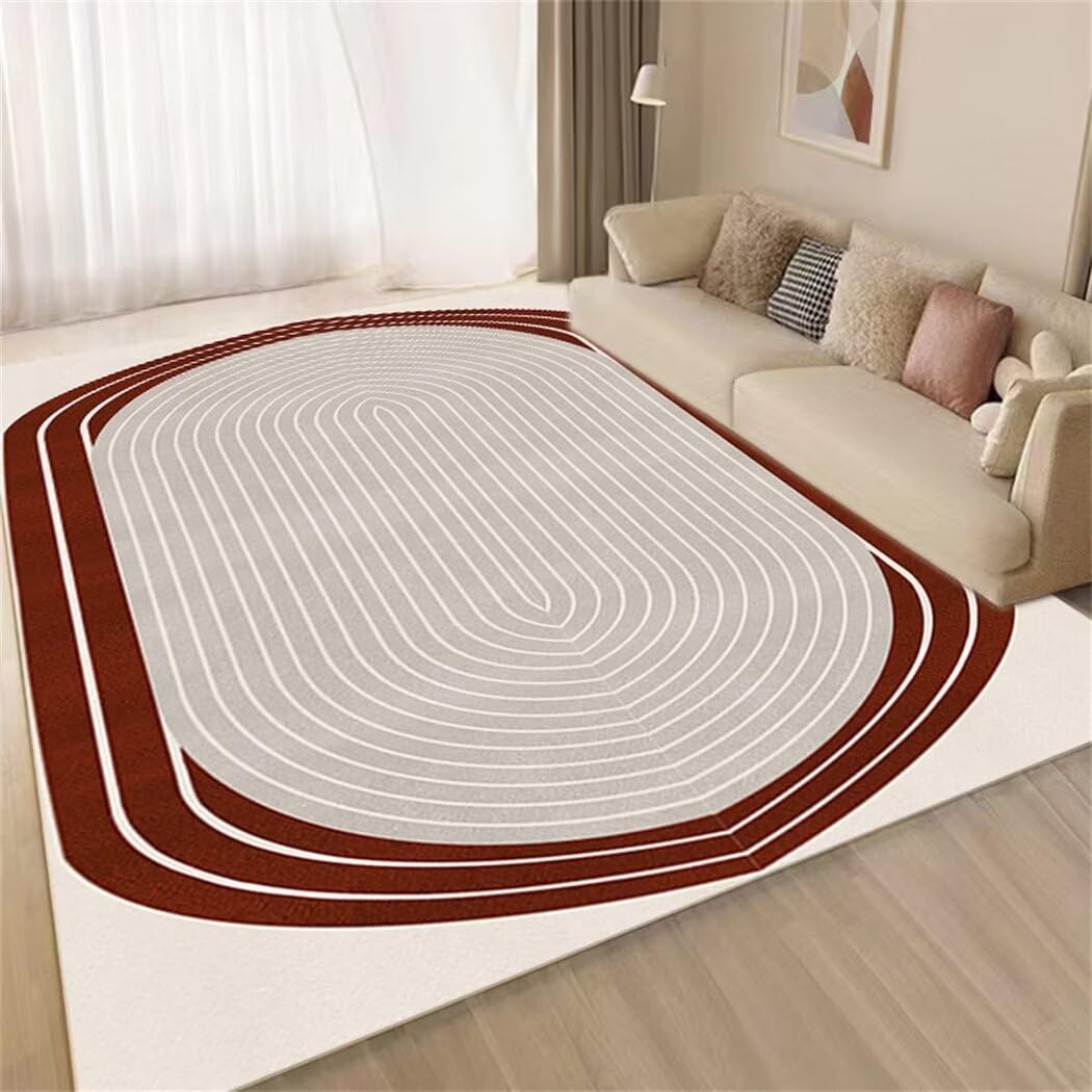 Tapis moderne lavable en machine à motif géométrique pour salon et couloir
