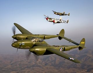 Posterazzi Three Lockheed P-38 Lightnings in flight near Chino California Poster Print, (31 x 24)