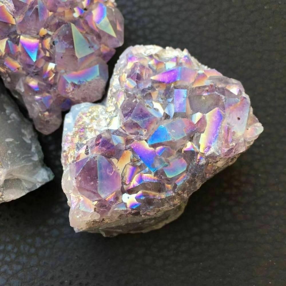 Rainbow Angel Halo Crazy Amethyst Cluster Quartz Crystal Rough Plagioclase Gift Ornaments (Size : 900-950g)