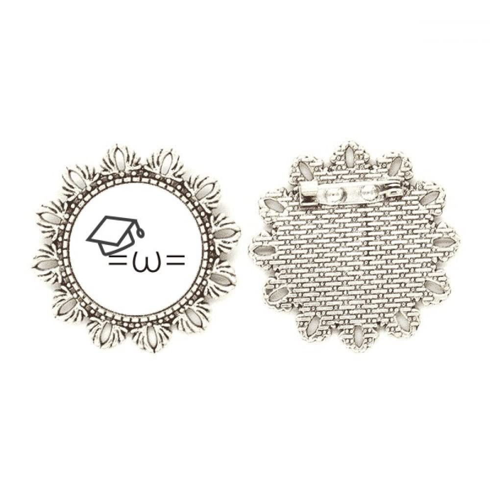 Broche de flor plateada con cierre firme Face I Love Study 4