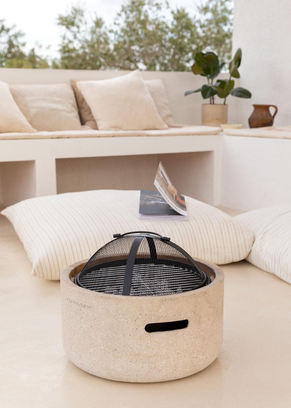 CREATE/Fire Bowl Grill/Brasero Exterior con Grill/Ligero, Amplia Superficie de Parrilla, Cocina al Aire Libre, Fabricado a Mano