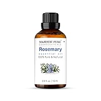 Majestic Pure Organic Rosemary Essential Oil - 100% Pure & Premium Oil for Hair Growth, Skin, Face, Aromatherapy & Diffuser - 0.3 fl oz | Perfect Organic Oil for Hair Growth