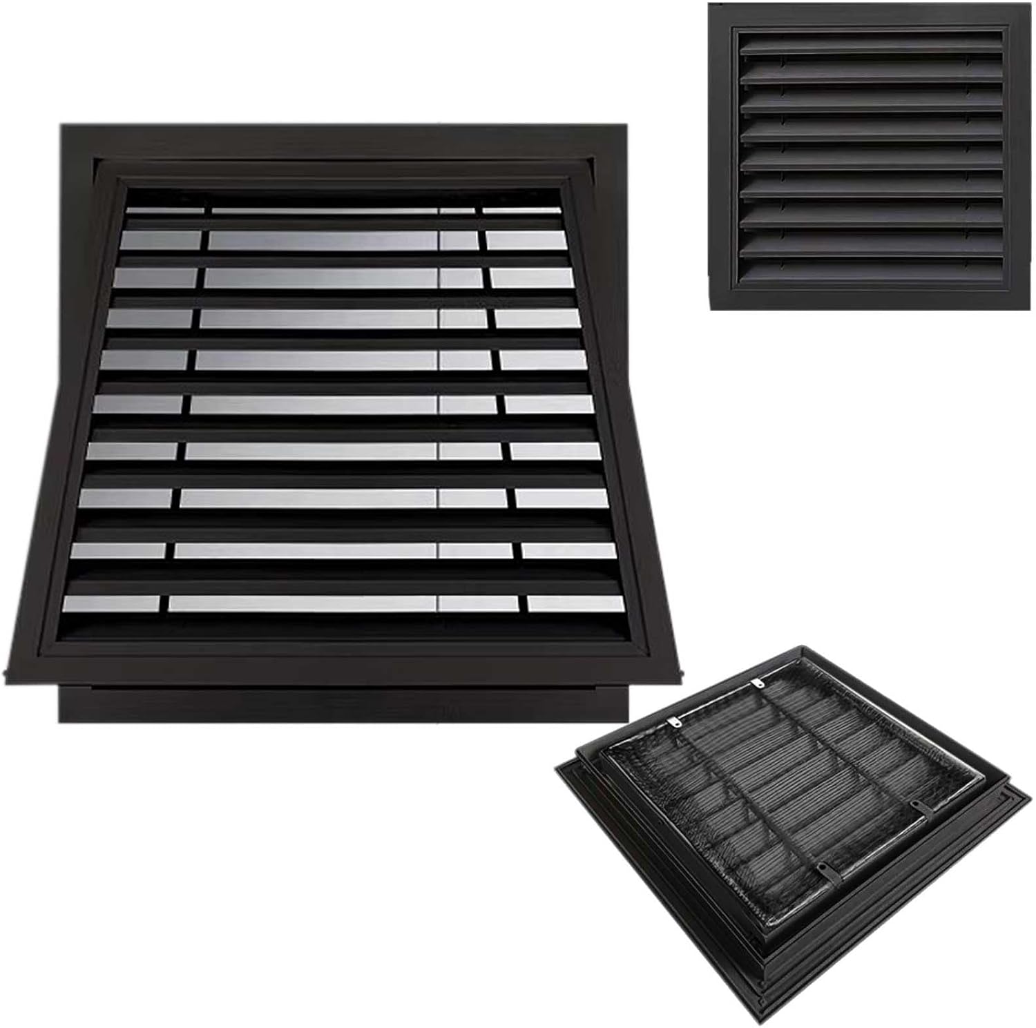 Gable Vent Aluminum Gable Vents with Replaceable Screen,for Home Garage Attic Ceiling - Vent Opening,Louvered Attic & Shed Vent for Exterior Doors, Walls, House(Gray,24x24in)