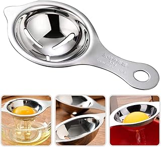 Leeonz Stainless Steel Egg Separator Divider Egg White Yolk Sifting Filter Egg White Yolk Separator Tool Egg Dividers Household Kitchen Gadget Holder Tools Easy Cooking Kitchen Accessory (1PCS)