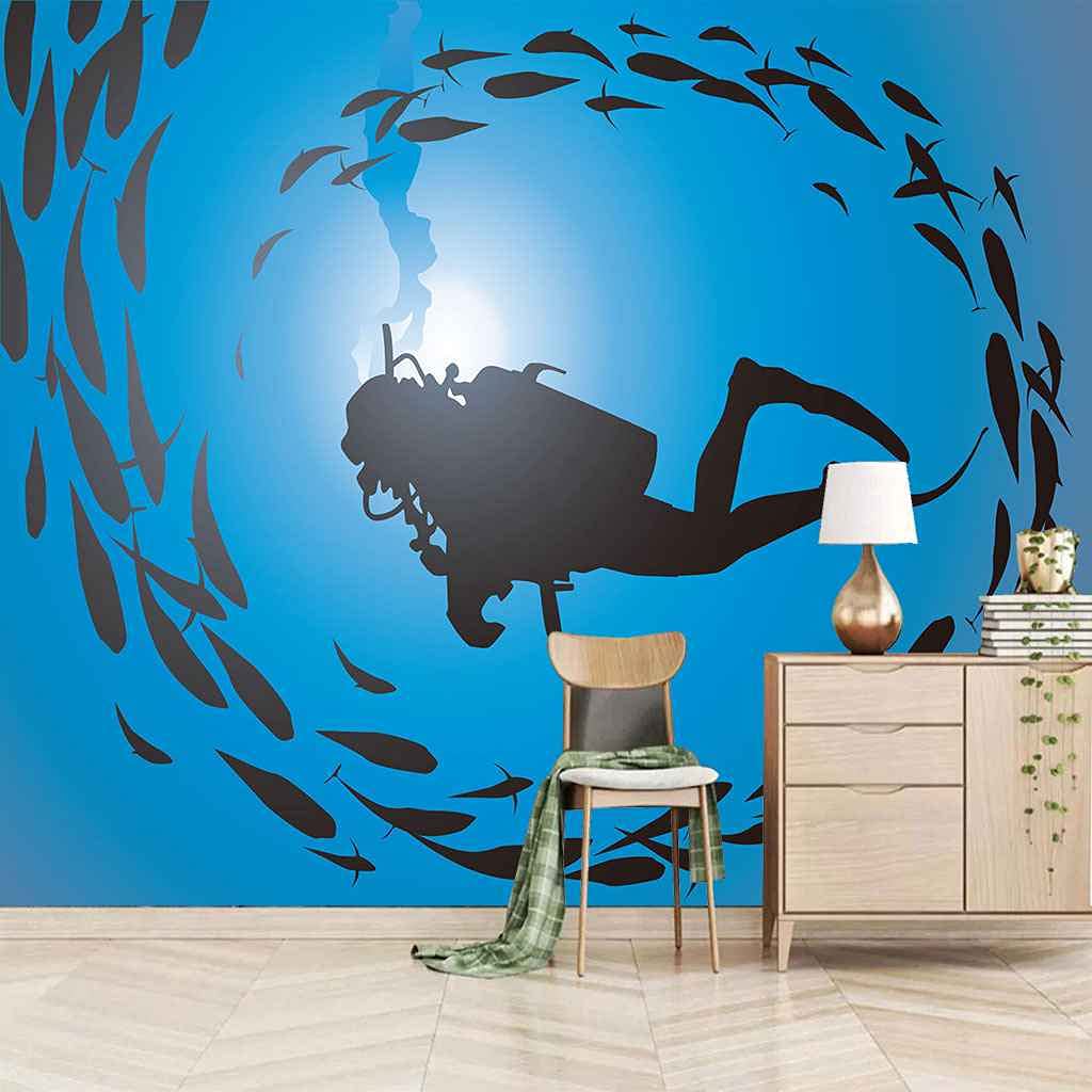 Papier Peint Panoramique Plongeur Océanique 3D 250x175 cm