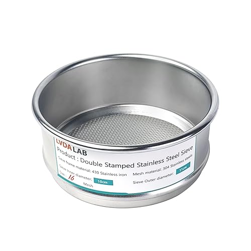 LVDALAB 304 Stainless Steel Mesh Lab Sieve, 16 Mesh(1.18mm) Aperture Test Sieve, 4inch(10cm) Economy Standard Analysis Sample Test Sieves for Industrial Laboratory Homes - 16mesh(Ф4in/10cm)