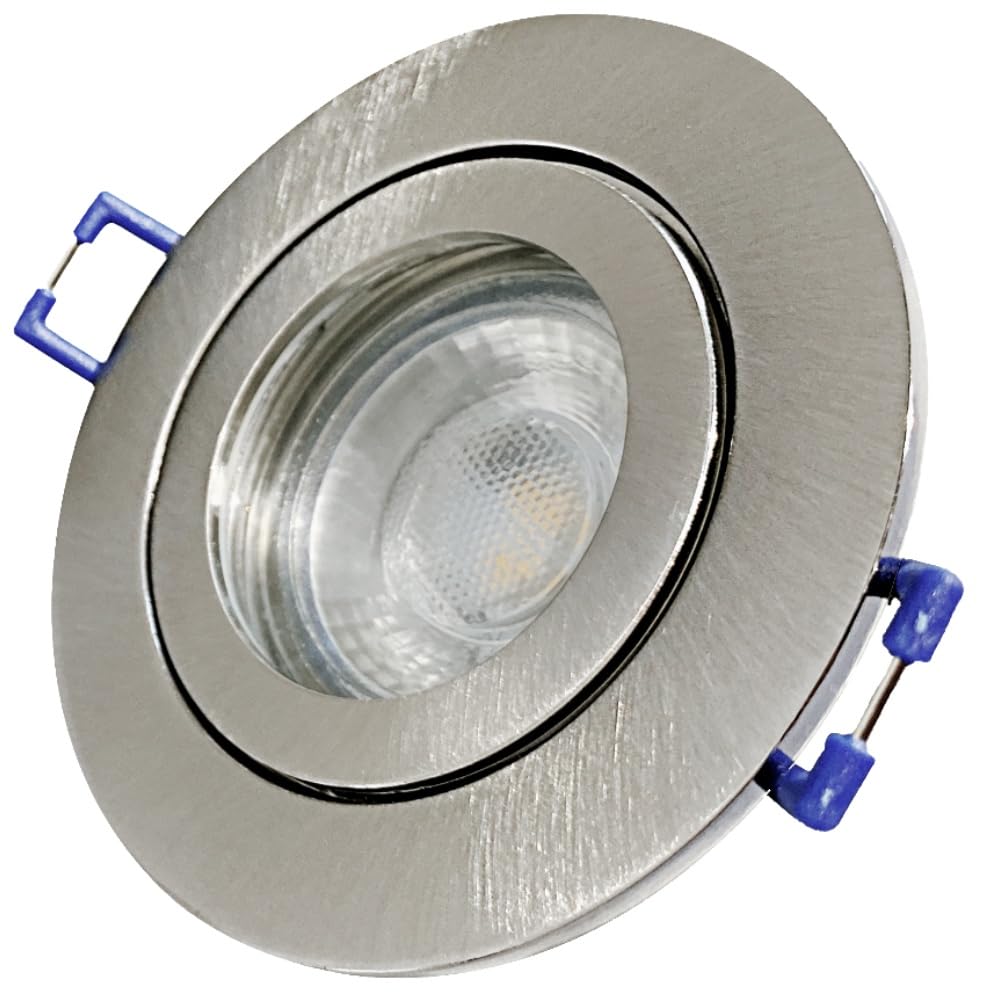 LED Bad Einbaustrahler 230V inkl. 10 x 5W LED LM Farbe Eisen geb. IP44 LED Einbauleuchte Neptun Rund Neutralweiss Feuchtraum Dusche Innen oder Aussen geeignet Rostfrei LED Spots
