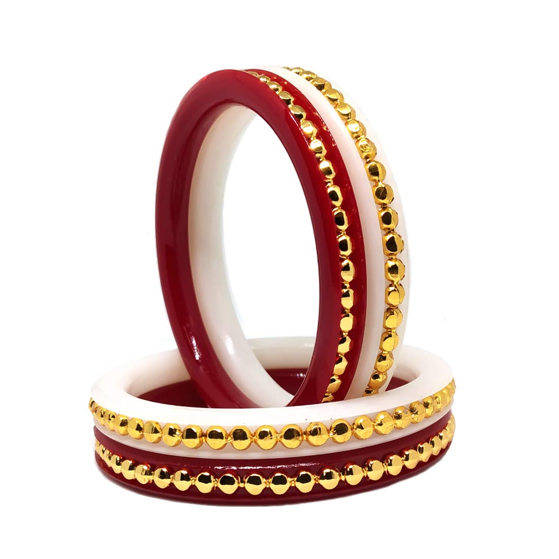 Tanvi J Gold-plated (Red and White) Lite Weight Sankha Pola Bangle Set (Set of 2) (2.4) (B084RQ1PTM) Amazon Price History, Amazon Price Tracker