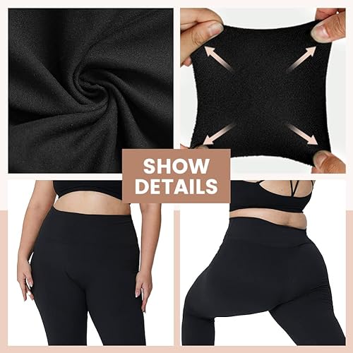 Miniatura 3 de HLTPRO Paquete de 3 leggings de talla grande para mujer XL - 4X pantalones de yoga elásticos y suaves para entrenamiento y correr