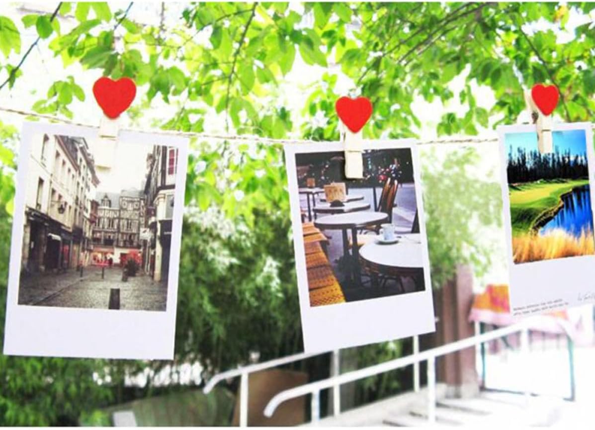 20pcs Wooden Heart Clips Red Mini Note Clips for Photos and Decor image 2