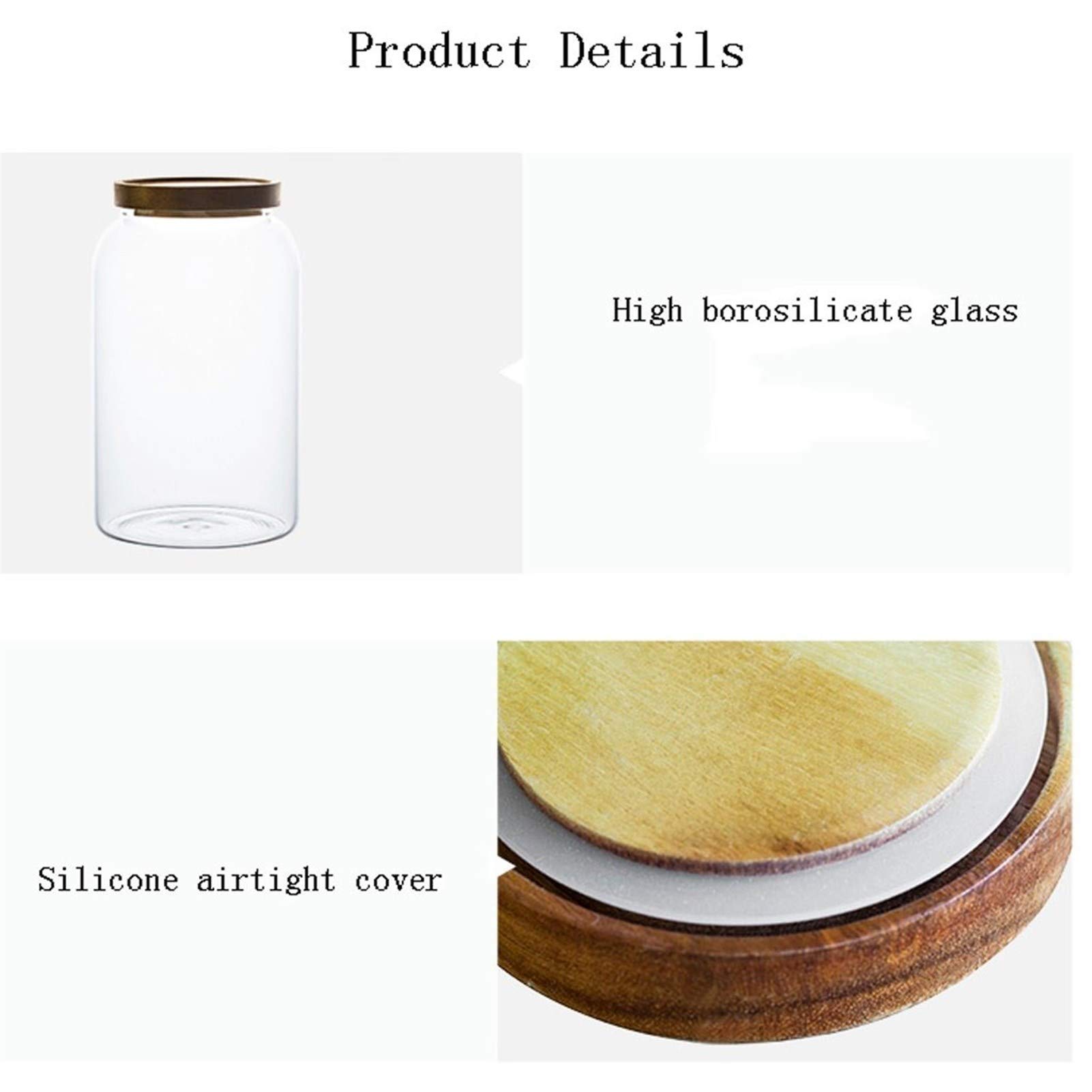 Botes para Alimentos Tarro de Cristal de Almacenamiento, con el Sello hermético de la Tapa, Juego de 3, Grano de café y Cocina envase de alimento Botes Herméticos