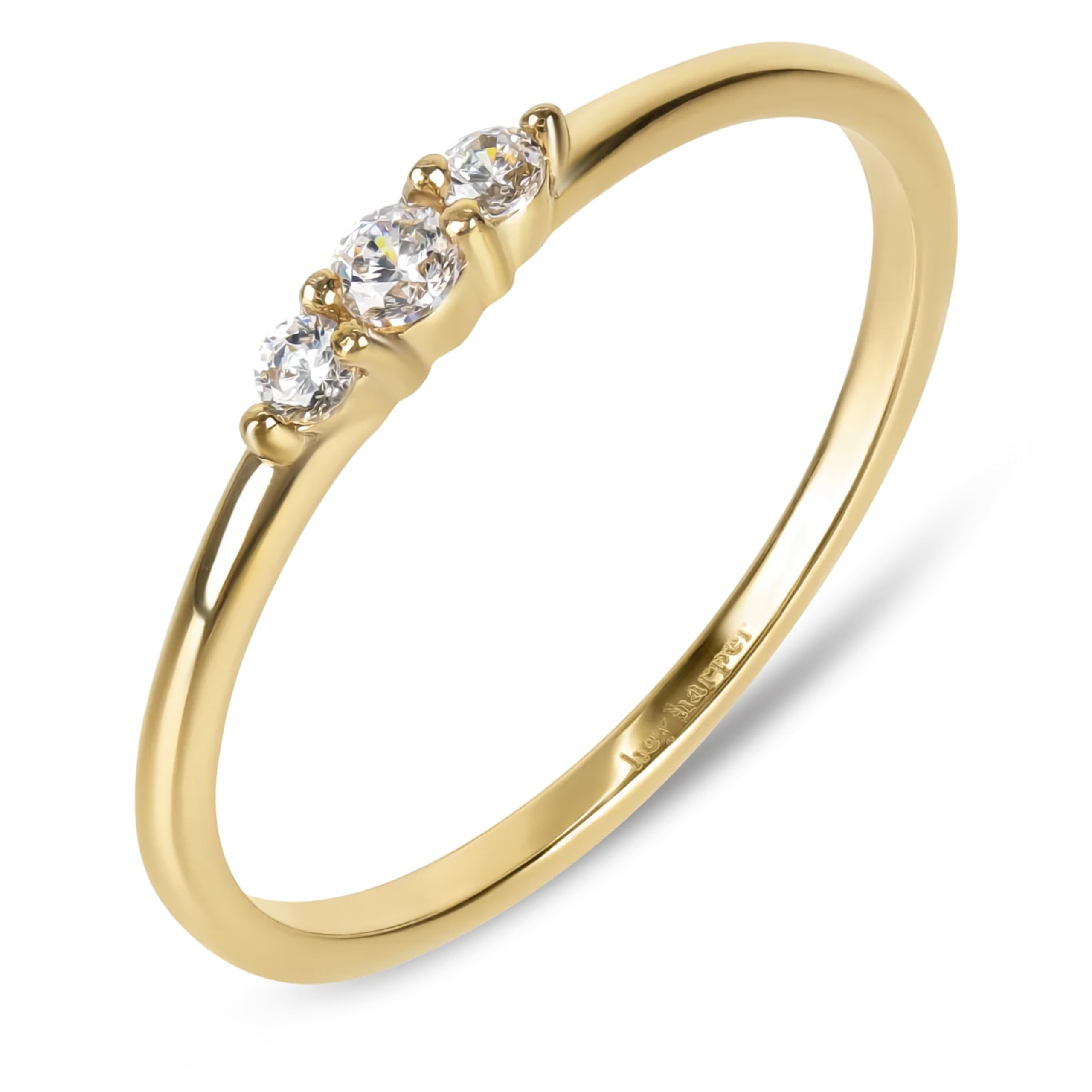 Hey Harper Gold Ring for Women - Gold Plated Stacking Waterproof &amp; Sweatproof Jewerly Ring - Everday Non Tarnish Cute Fashion Circle Rings