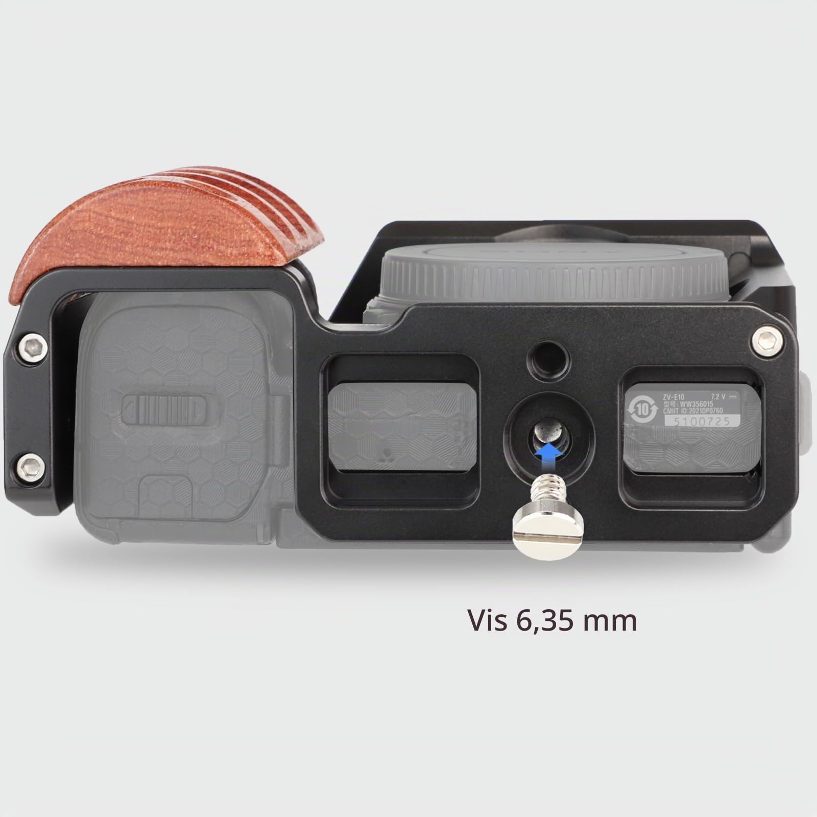 Leftfoto Cage en métal avec poignée en bois pour Sony Alpha ZV-E10 Accessoires de prise de vue vidéo, micro griffe/extension de lumière, cage vidéo pour filmer Vlog Camera Kit