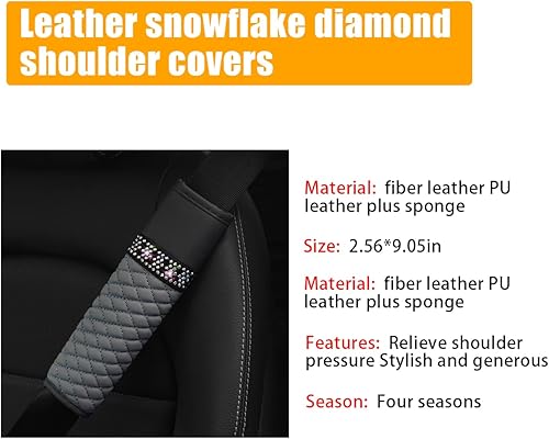 Miniatura 3 de AICEL 2 fundas para cinturón de seguridad para automóvil, correa de hombro con diamantes de imitación brillantes para una conducción más cómoda,