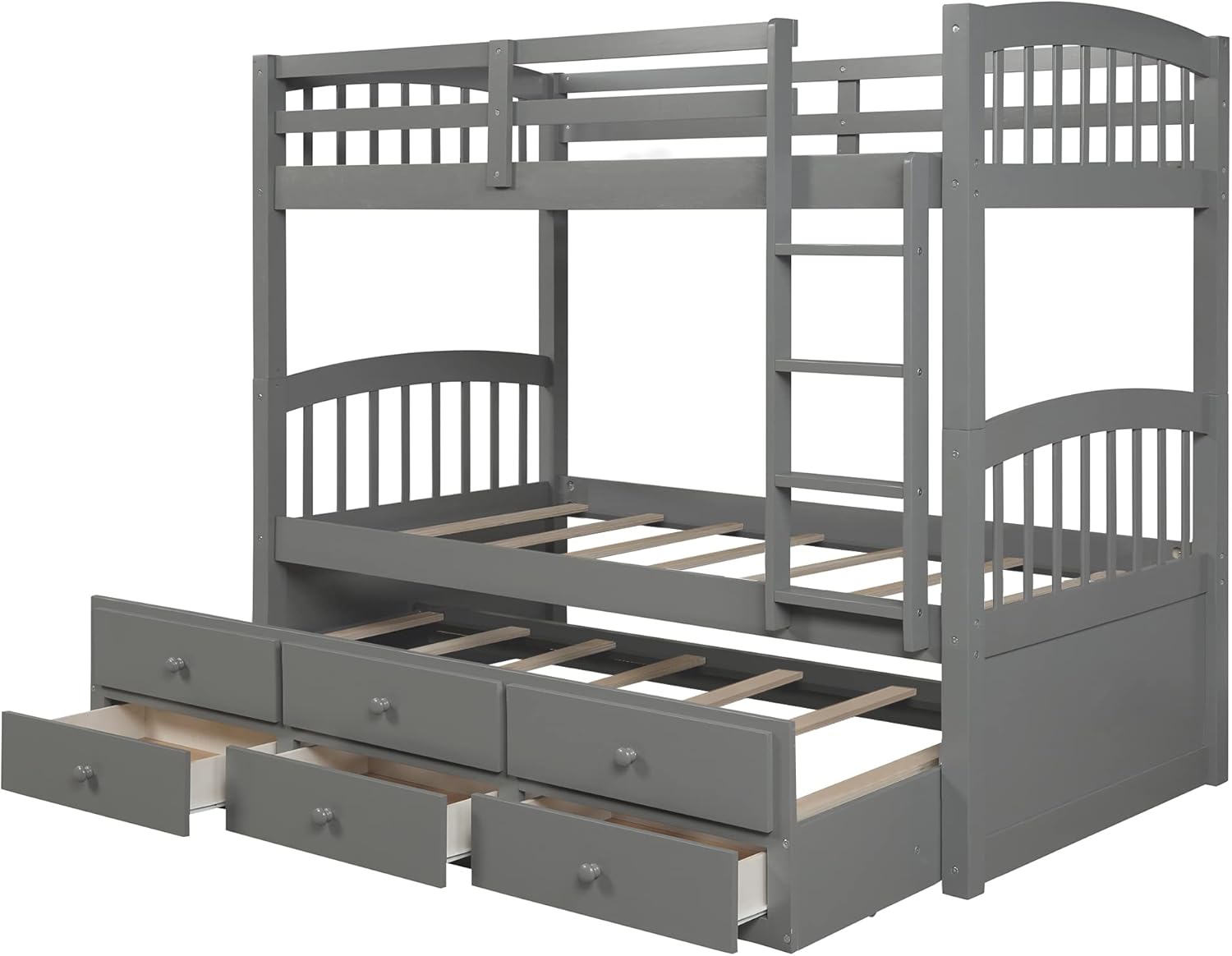 Buy Solid Wood Bunk Beds for Kids, Hardwood Twin Over Twin Bunk Bed Frame with Trundle and