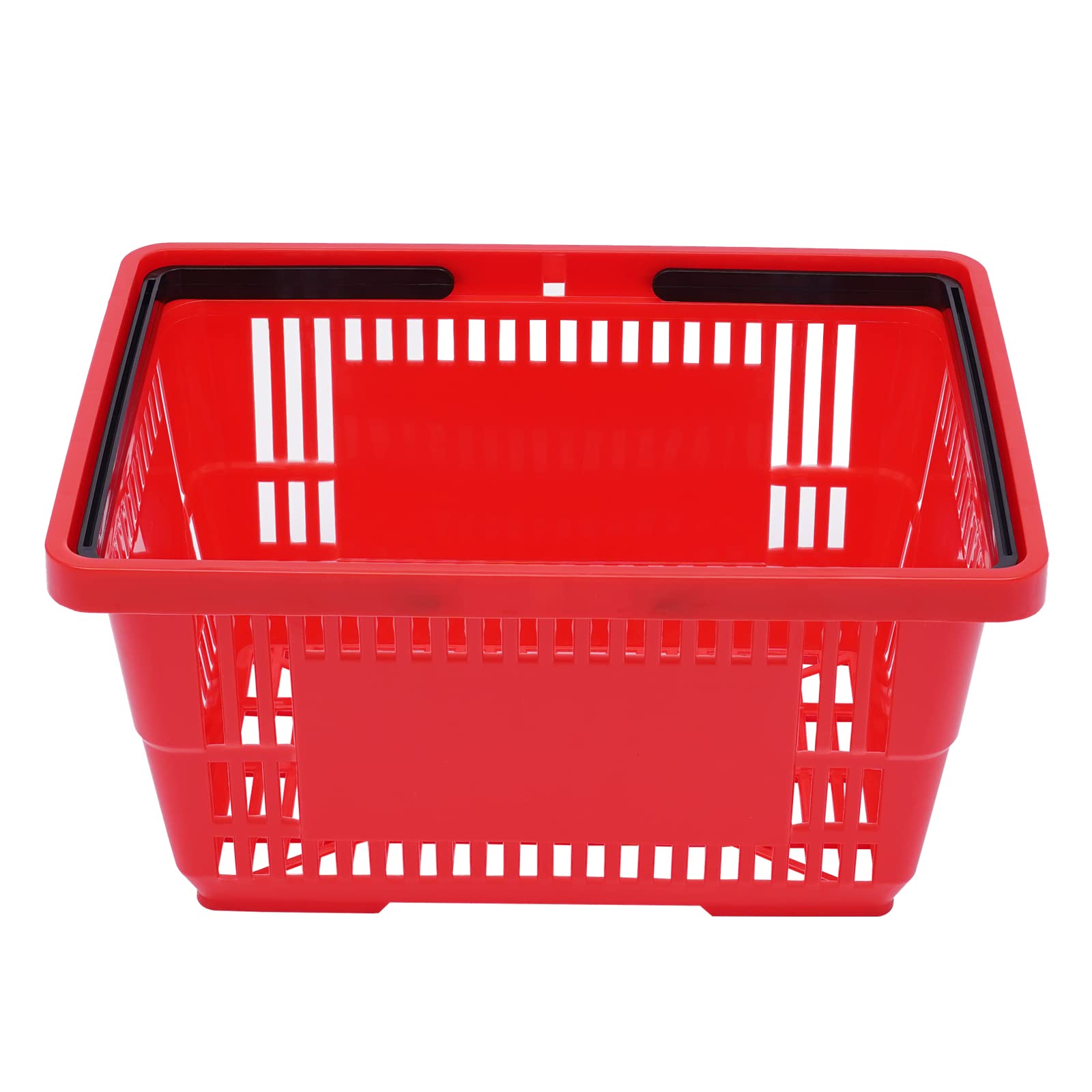 12 cesti per la spesa in plastica, 18 l, impilabili, per supermercato, rosso | 2 manici in plastica, impilabili, il design a griglia aperta supporta la vista, la ventilazione e il drenaggio dell'acqua