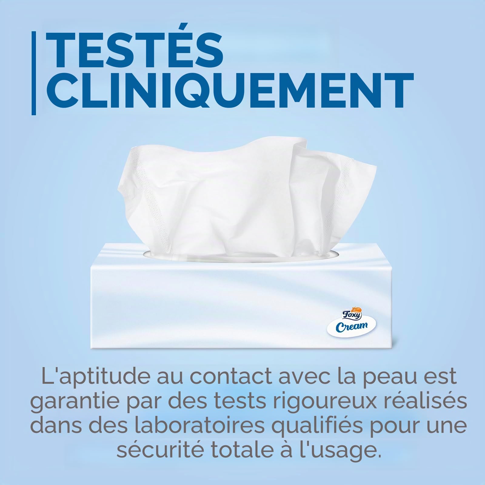 Foxy Crème | Mouchoirs pour le visage en boîte | 12 boîtes de 76 mouchoirs 4 couches | Avec crème hydratante | Certifié FSC | 100% d'énergie électrique renouvelable | Paquet 100% recyclable