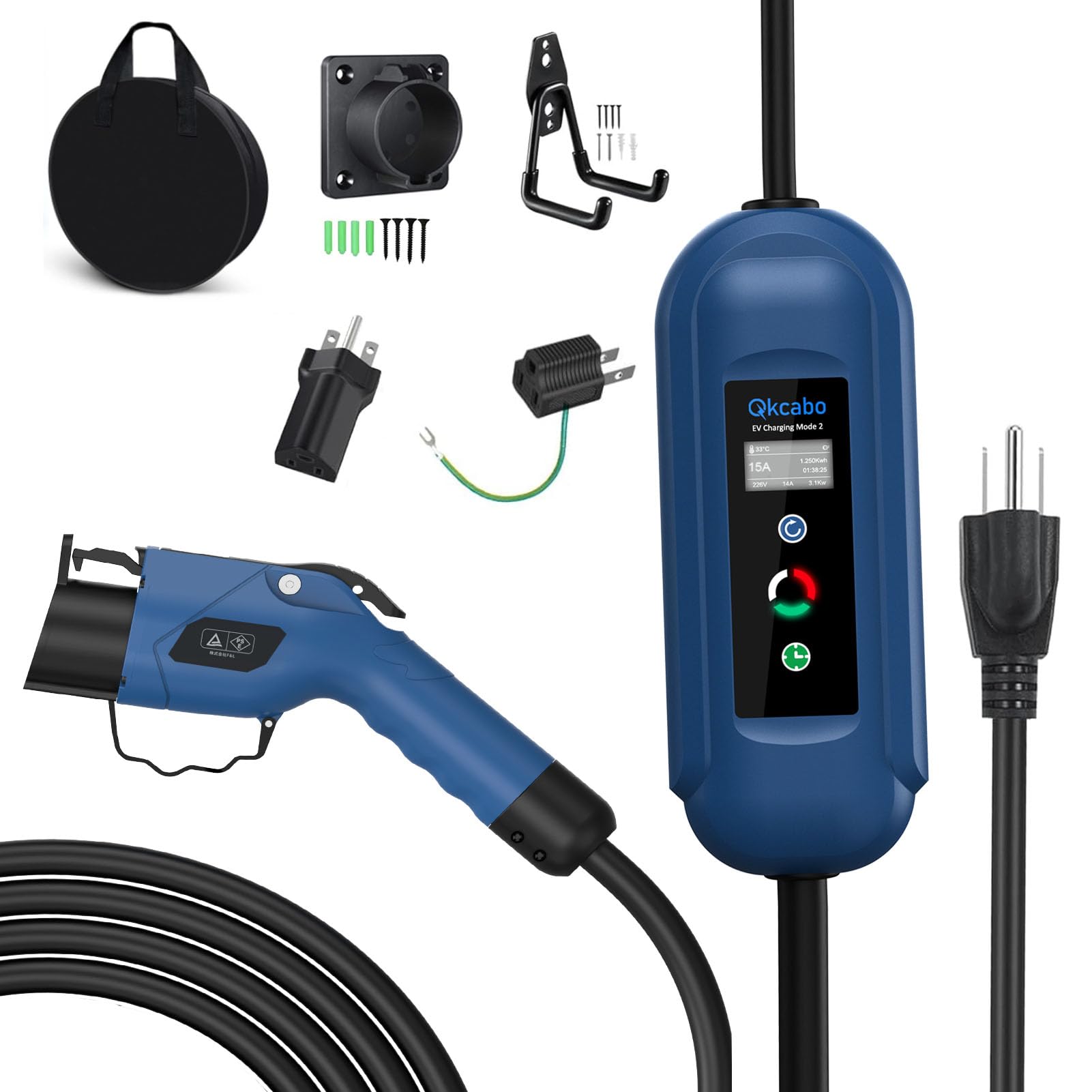 Amazon.co.jp: Qkcabo 電気自動車 充電ケーブル 、100V-240V 8A
