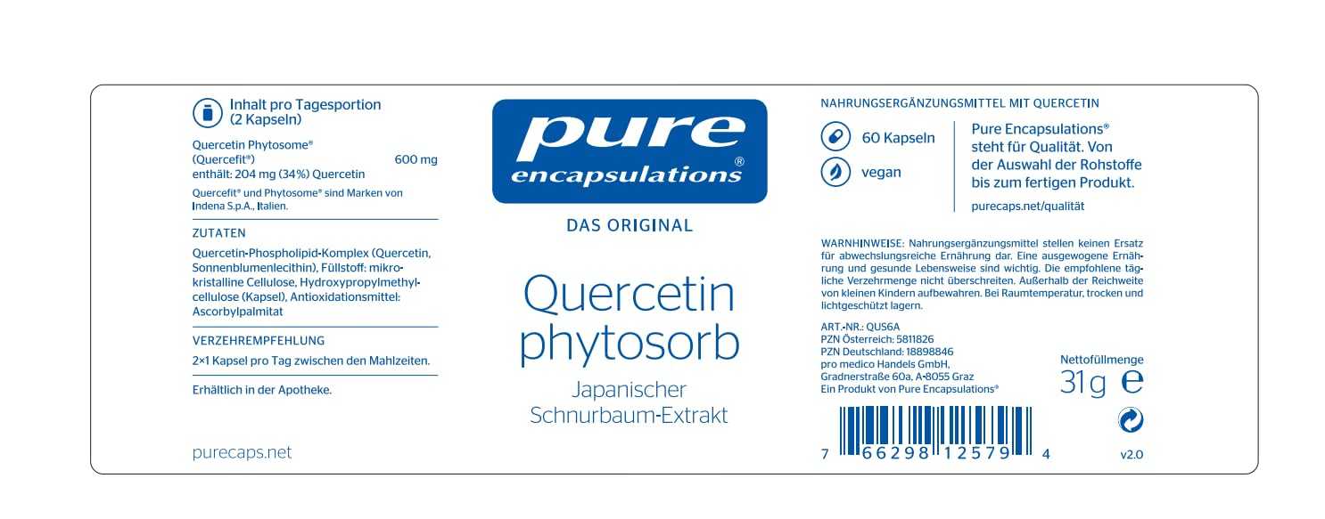 Pure Encapsulations - Quercetin phytosorb - Hochwertiger Pflanzenstoff - Aus japanischem Schnurbaum-Extrakt - - 60 vegane Kapseln