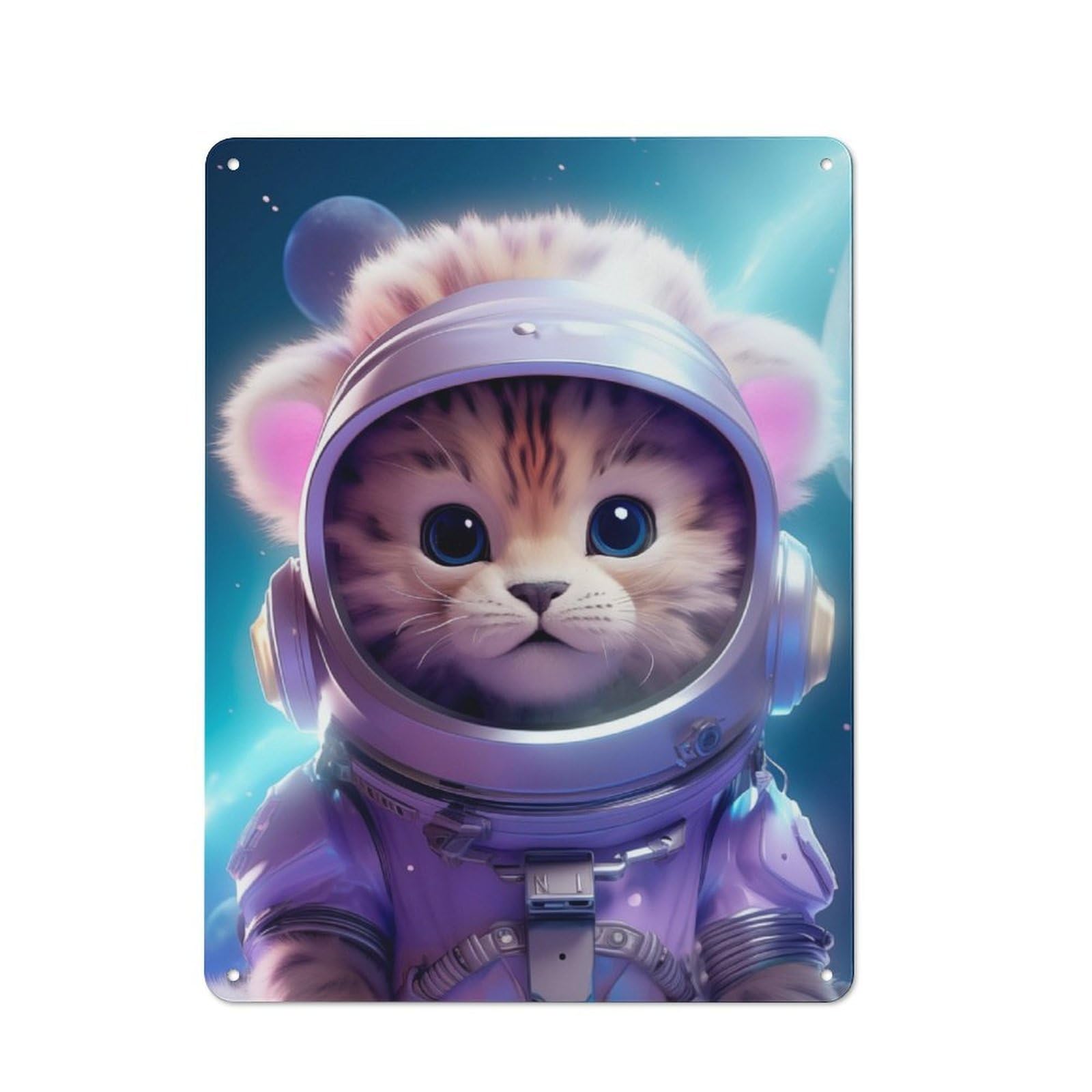 Junmoney Space Baby Lion Tin Wall Plaque 40X30cm With For Hobby Room Or Studio, For Home Interiors, Feature Walls And Decorative Displays