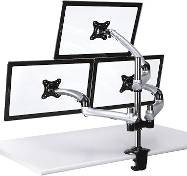 Triple Monitor Desk Mount Spring Arm Grommet Base - Silver DM-GST13-G50