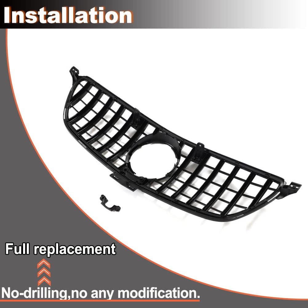 Front Grille for Mercedes Ben GLE Class C292 Coupe 2015-2018 GLE350 GLE400 GLE500 Golss Black ABS Auto Bumper Kidney Grill Cover Body Kit (with camera hole)