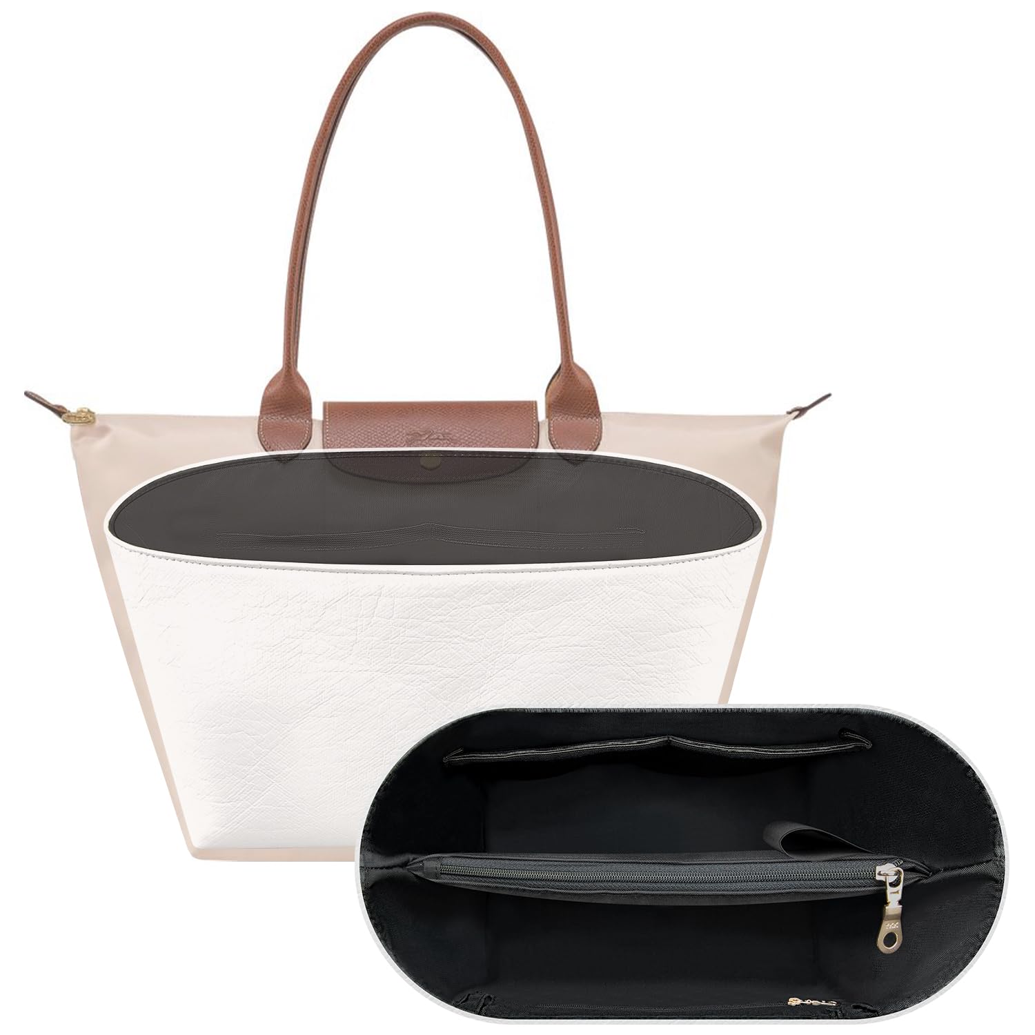 Organizer do Longchamp Bag Insert do Long Champ Le Pliage(Rozmiar: L; Kolor: Biały)