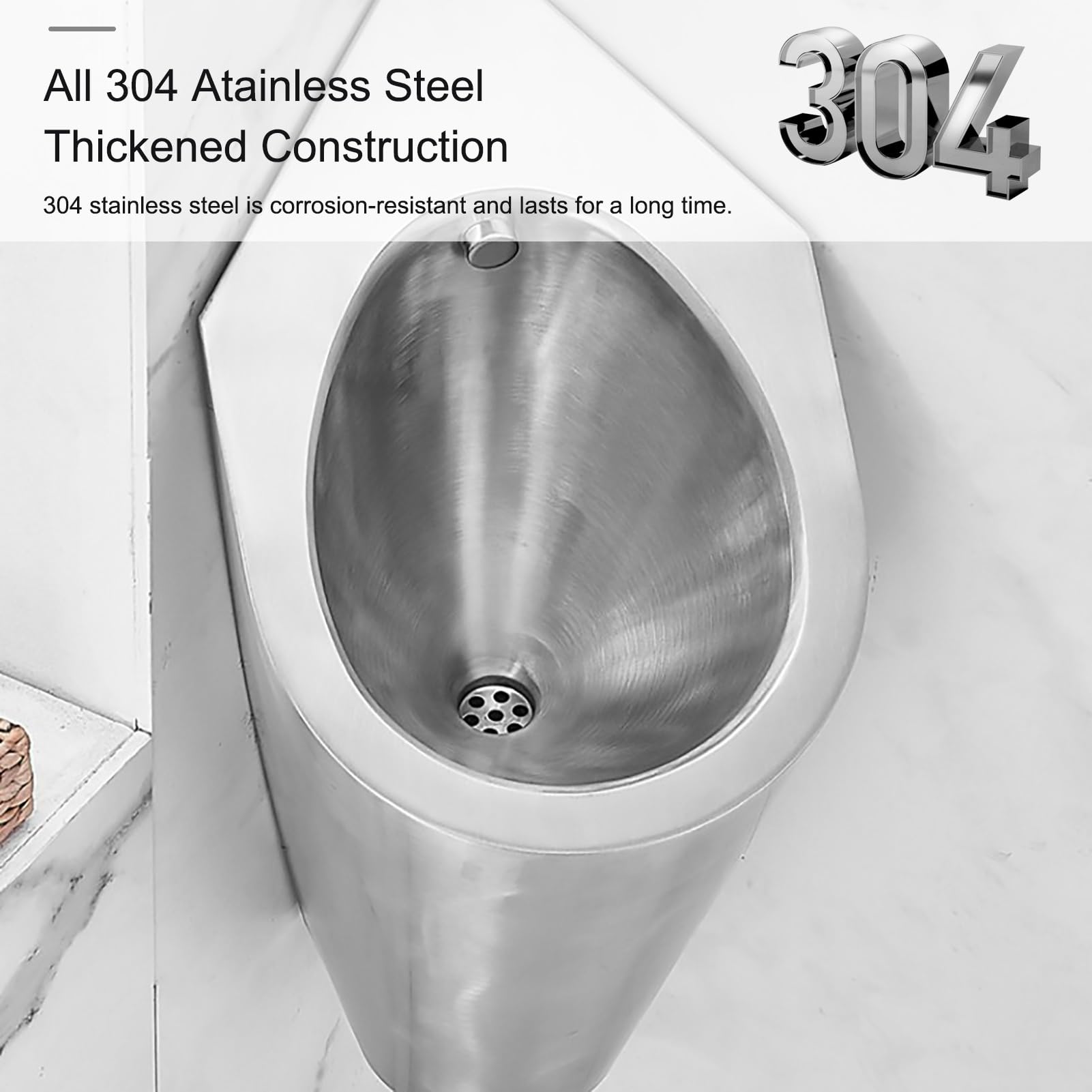 Urinarios de Esquina para Baño de Hombres, Urinarios de acero inoxidable 304, con Sensor de Descarga Inteligente, para Bares, Hoteles, Baños Públicos