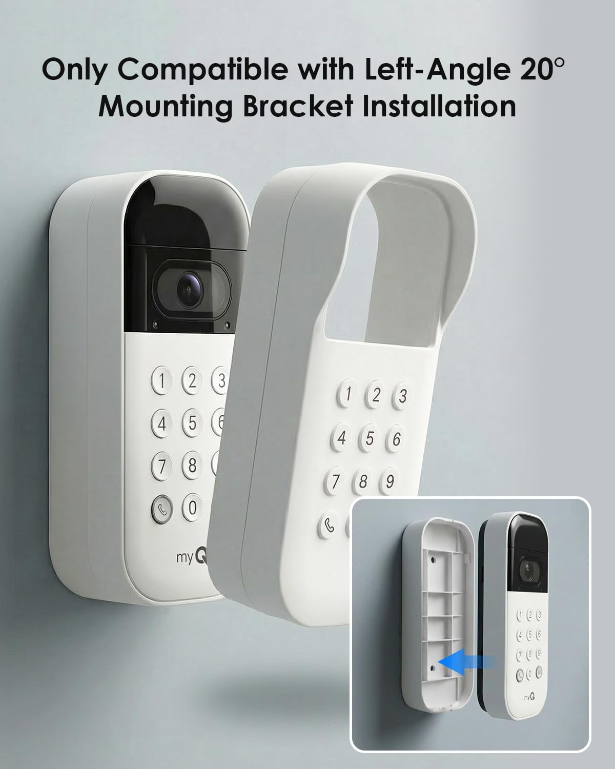 Protective Silicone Cover for myQ Smart Garage Door Video Keypad - Only Compatible with Right-Angle 20° Mounting Bracket Installation (Black, Left) image 4