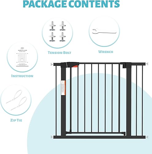 Miniatura 8 de ClawJaw Puerta para mascotas, fácil paseo, puerta de valla para perros, con puerta para mascotas, para escaleras, puertas, casa, color negro