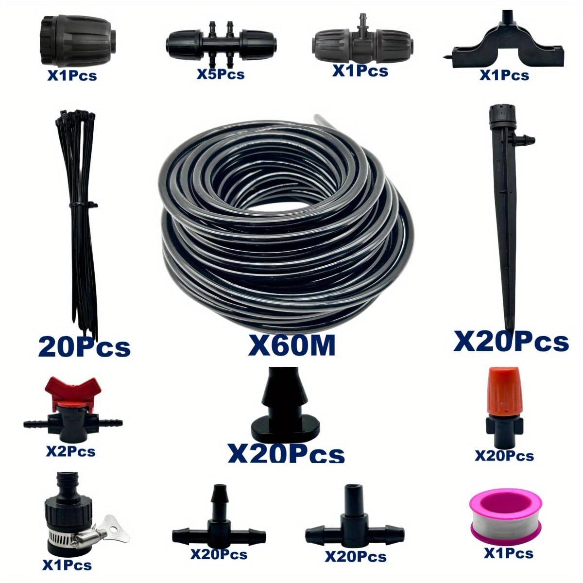 Drip Irrigation Kit, 200Ft+132pcs Garden Watering Automatic System - Micro DIY Irrigation Tubing Kits for Plants Flower Bed, Patio, Lawn (VariantValue)