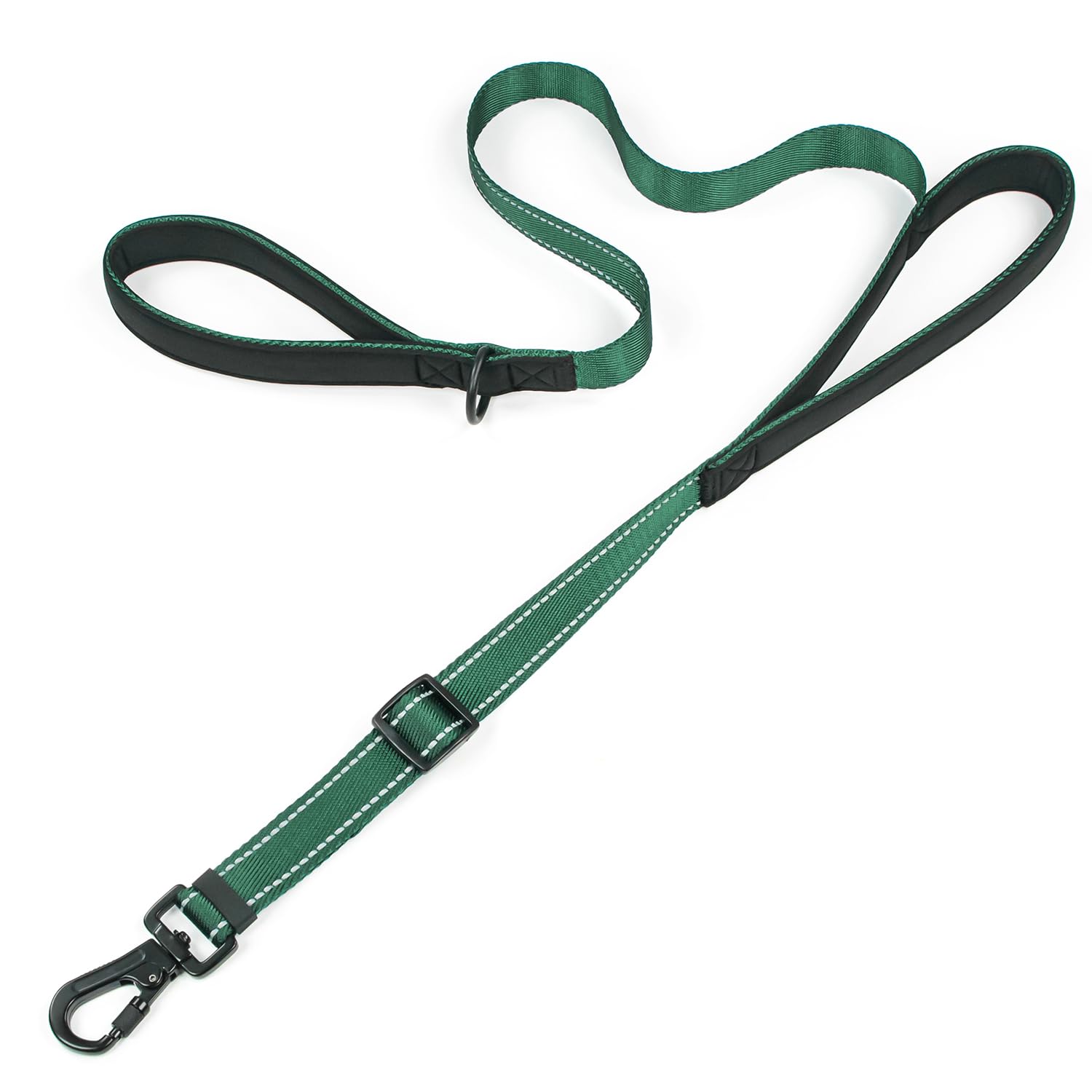 Reflective Double Handle Dog Leash for Large Dogs, Heavy Duty Adjustable Leash with Soft Padded Handles, Traffic Control Training Lead for Walking, Running (Dark Green, L) - 1