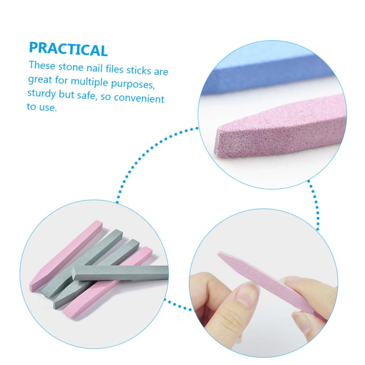 Gatuida Limas de Uñas de Piedra 30piezas para Manicura y Pedicura, Herramientas Seguras para Eliminar Pegamento y Empujador de Cutículas para Chicas y Mujeres