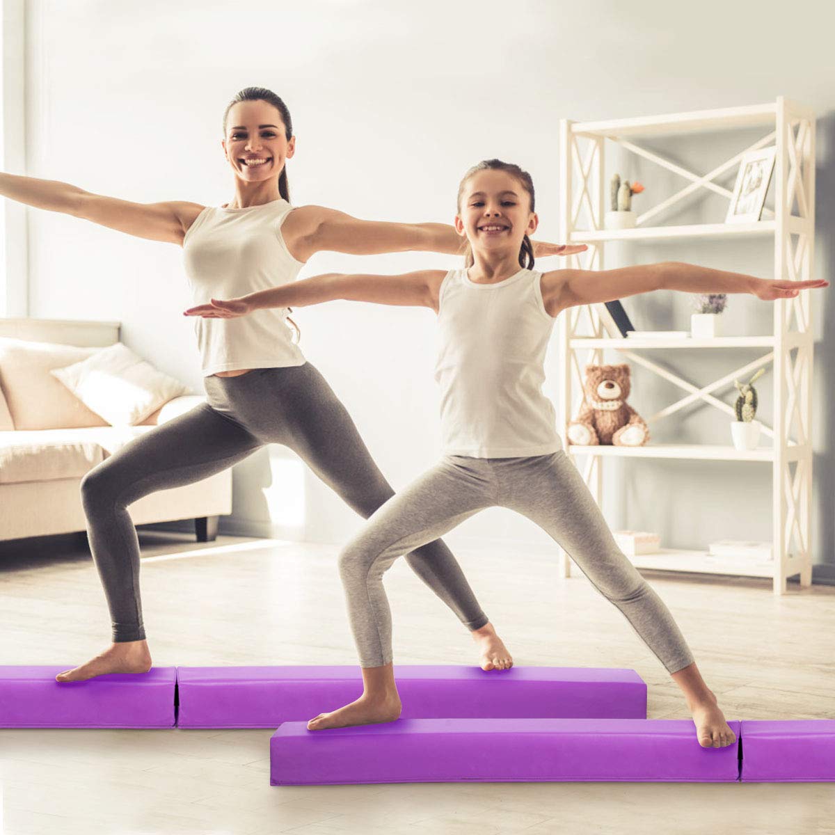 GOPLUS Poutre de Gymnastique Poutre d’Equilibre pour Maison, Salle de Sport, Entrainement, Exercices et Sport pour Enfants et Adultes, Différentes Couleurs au Choix (Violet)