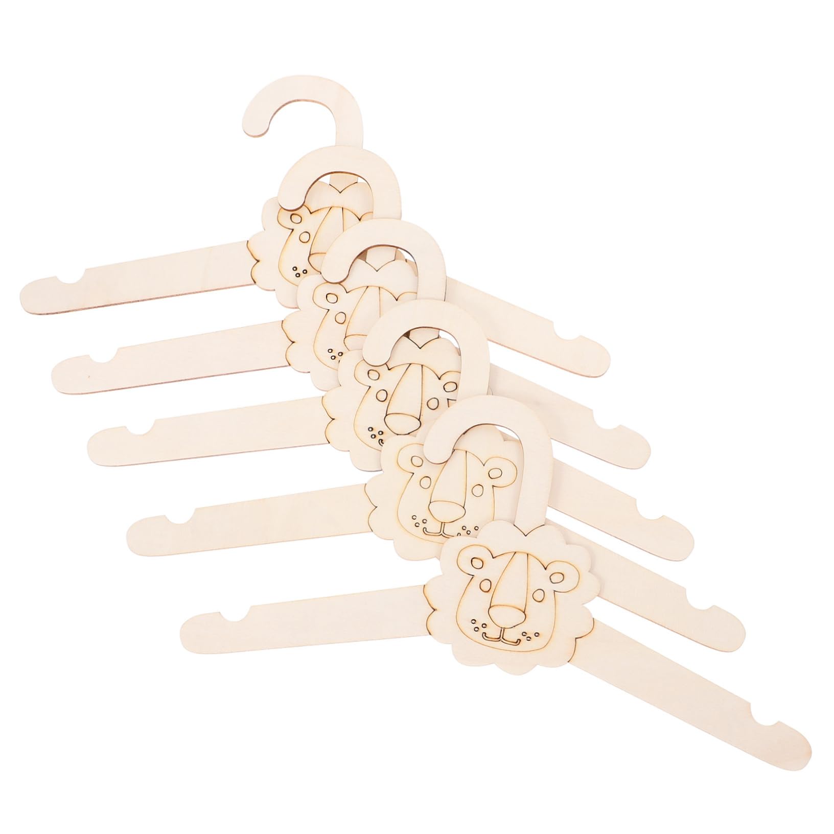HOOTNEE 5pcs Cute Lion Face Wooden Hangers for Clothes Decor for Nursery School and Home Organization Versatile Closet Hangers