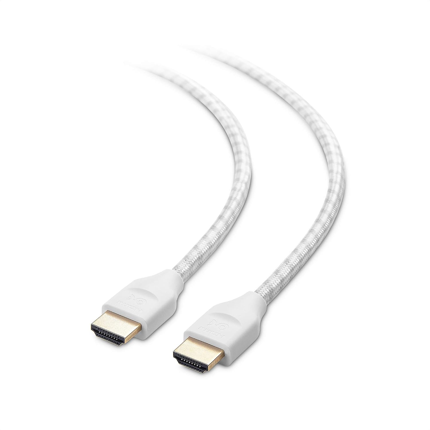 Cable Matters [Ultra High Speed HDMI Certified] Braided 48Gbps 8K HDMI Cable 6.6 ft / 2m with 8K @120Hz, 4K @240Hz and HDR Support for PS5, Xbox Series X/S, RTX3080 / 3090, Apple TV and More in White