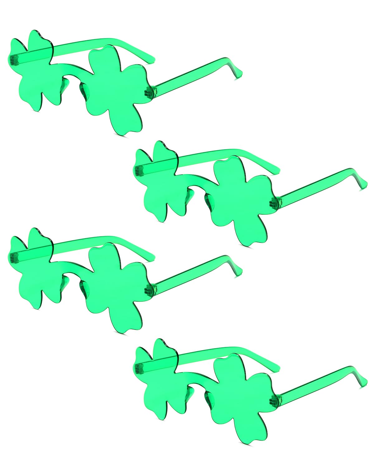 PARSUP 4 Pairs St. Patricks Day Glasses, Irish Green Four Leaf Shamrock Glasses Eyeglasses for Saint Patricks Day Party Props Favours, Saint Paddy Day Novelty Accessories for Men, Women Outfits