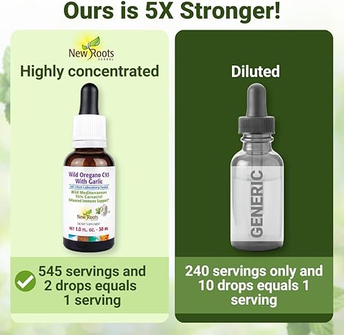 Miniatura 6 de NEW ROOTS HERBAL Wild Oregano Oil Tincture with Garlic (1 fl oz) | 93% Carvacrol Oregano Oil Drops, Enhanced Immune Support Supplement l Non GMO,