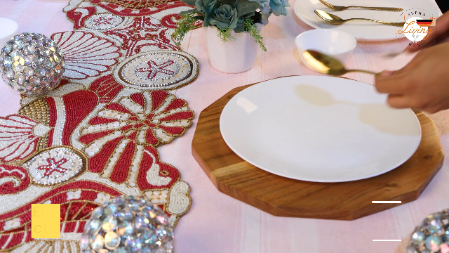 Hand Beaded Table Décor - Elegant Bead & Polyester Beaded Runner 13x36 For Dining Table, Wedding, Party, Holiday Decor - Floral Embroidery, Decorative