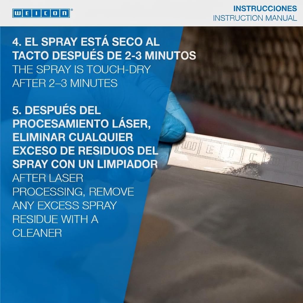 WEICON Spray de marcado láser de 400 ml para grabado láser y marcado de metales, vidrio, cerámica, etc.